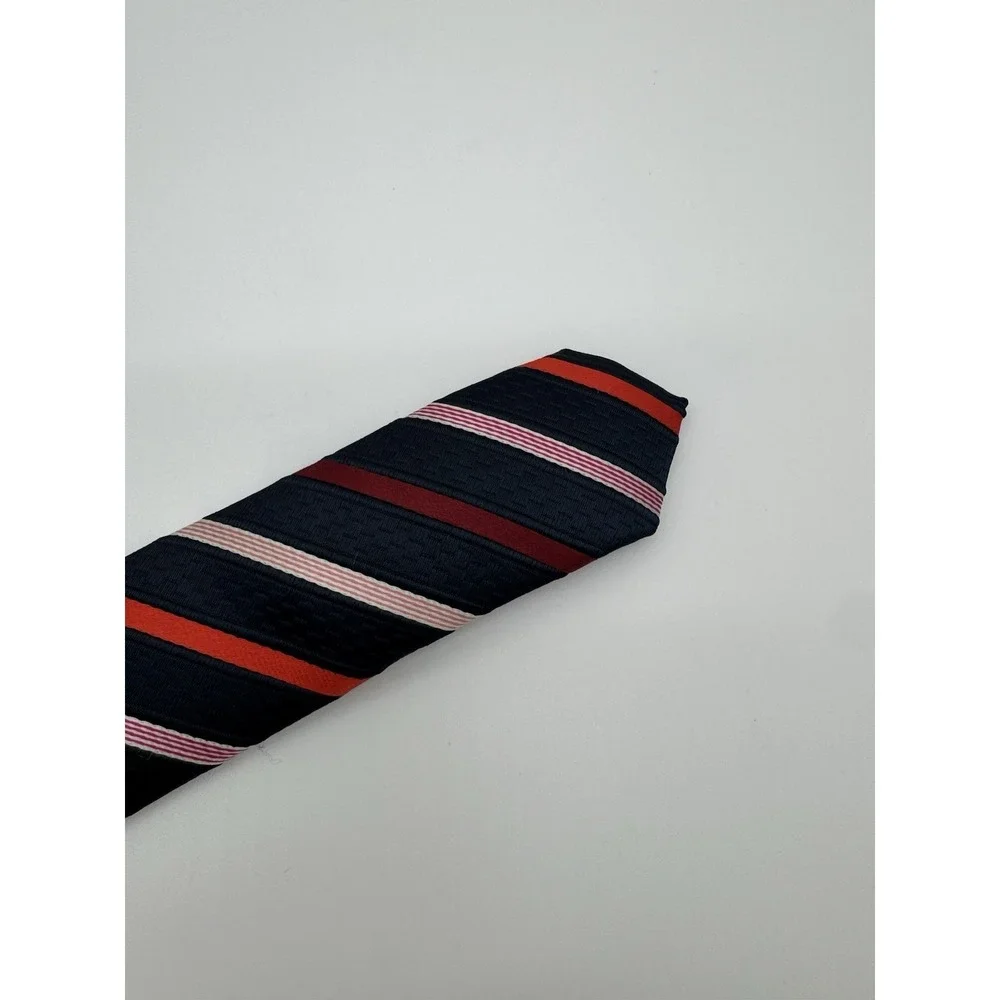 Imani Uomo Tie Black Red White Striped Classic Diagonal Stripe Men's Tie